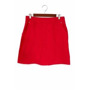 Quacker Factory DreamJeannes Red Skort Medium PullOn Stretch Pockets Sporty Prep